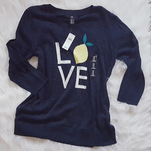 GAP Sweaters - Gap Lemon Love Navy Sweater NWT